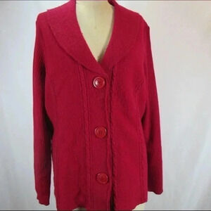 Herman Geist Plus Size Red Wool Jacket Cardigan 1X
